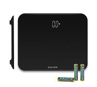 Salter 9204 BK3R Báscula De Baño Electrónica, Digital Y Compacta De Vidrio Templado Con Capacidad Max.180kg, Incluye Una Pantalla De Fácil Lectura Con Luz, Precisa Y Fiable, kg o lb, Negra