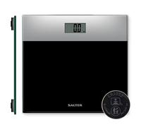 Salter 9206 SVBK3R Báscula de baño digital, plataforma de vidrio templado, pantalla LCD fácil de leer, activación al subirse, máx. 180 kg/400 lb, plata/negra