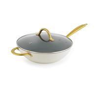 Salter Aerotech Pro Wok de 28 cm - Revestimiento antiadherente 30 veces más duradero*, apto para horno, tapa de vidrio, apto para inducción, seguro para utensilios de metal, aluminio forjado