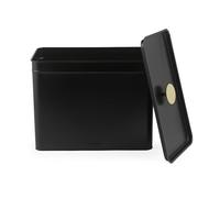 Salter Alchemy Panera grande, con tapa, 33 x 18 x 25,5 cm | Acero al carbono con pintura en polvo, negro mate, asas negro/dorado, almacenaje encimera para pan y bollería