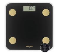 Salter Analyser Smart Scale, báscula de baño 180 kg, 7 mediciones | Plataforma vidrio negro, sensores analizadores dorados, modo atleta, 9 perfiles usuario, encendido al subir