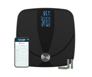 Salter Báscula analizadora digital - Báscula de baño inteligente, pantalla grande de lectura múltiple, 180 kg/395 libras, 17 métricas de composición corporal, 8 usuarios, peso corporal, grasa, agua