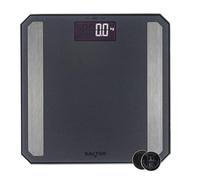 Salter Báscula analizadora digital - Báscula de baño negra mate, grasa corporal/agua, masa muscular, masa ósea, BMR e IMC, pantalla LCD electrónica, capacidad de 180 kg, memoria de 8 usuarios, modo