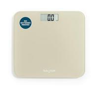 Salter Báscula de baño digital sin pilas, 180 kg | Plataforma de vidrio templado, activación al subir, gran pantalla LCD, unidades kg/st/lb, acabado crema