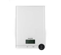 Salter Báscula de Cocina Digital de Vidrio - Electrónica, Función Tare para Añadir y Pesar, Pantalla LCD, Mide Líquidos, Capacidad de 5kg, Fácil de Limpiar, Cocina, Alimentos/Repostería, Blanco