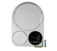 Salter Báscula de doble plataforma - Balanza electrónica para hornear, acero inoxidable, plataforma grande de 5 kg, pequeña plataforma de precisión 500g, función de tara, medición de líquido, imperial