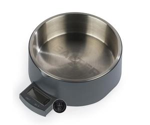 Salter - Báscula Digital para Alimentos para Animales - Cuenco Inteligente para Perros, función de Tara, medición líquidos, Pantalla LCD extraíble, Capacidad 5 kg, Cuenco de Acero Inoxidable, Gris