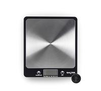 Salter Báscula Evo Digital De Cocina, Pesaje Electrónico, Fino, Hecho De Acero Inoxidable, Aparato Doméstico Con Pantalla LCD Y Función De "Añadir y Pesar" Mide Métrico o Imperia, Negro