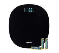 Salter Báscula Redonda de Baño - Capacidad de 180 kg, Pantalla Digital LCD, Step-On, Lecturas Instantáneas, Forma Redondeada, Plataforma de Vidrio Negro, Precisión de 0.1 kg