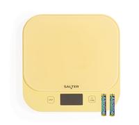 Salter British Bakes Balanza de Cocina Digital - Alta Capacidad de 10 kg, Mide Líquidos, Impermeable, Función Tare, Plataforma de Vidrio, Precisión de 1g, Pantalla Retroiluminada, Amarillo