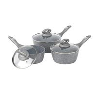 Salter BW02986G Juego De 3 Cazos De Cocina, 16/18/20 cm, De La Gama Marblestone, De Aluminio Forjado Antiadherente, Con Mangos De Baquelita, Sin PFOA, Apto Para Inducción Y Lavavajillas, Gris Mármol