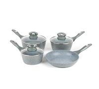 Salter BW04151G1AR Juego de sartenes antiadherentes de la gama Marblestone, aluminio forjado, 4 piezas, cocinar con poco o nada de aceite, apto para todos tipos de placas, incluida la inducción