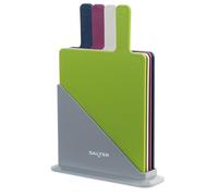 Salter BW04768 Tablas De Cortar Para Cocina con Soporte Antideslizante, Juego De 4, Paletas con Indicadores De Preparación De Alimentos Para Evitar La Contaminación Cruzada, Aptas para Lavavajillas
