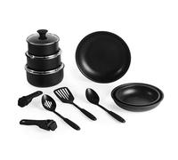 Salter BW12055IS Clip & Cook - Juego de sartenes aptas para horno, cacerolas, 2 asas extraíbles, apilables para ahorrar espacio, antiadherentes, aptas para inducción, de cocina a horno, 14 piezas