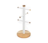 Salter BW13566WEU7 Toronto Taza Holder - Madera de Acacia, 6 ramificación soporte de exhibición para tazas de café/tazas de té, estante de almacenamiento de acero resistente independiente, blanco