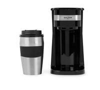 Salter Cafetera de un solo vaso Máquina de cafe de filtro, filtro lavable y reutilizable, incluye taza de viaje de acero inoxidable de 420ml, hace café en 3-4 minutos, apta para café molido/pads.