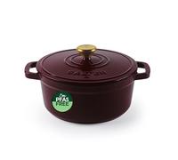 Salter Chester cacerola de hierro fundido 2 L, sin PFAS, apta para horno hasta 240 °C, compatible con inducción, gran retención del calor, olla para sopas, guisos, curris y cazuelas, roja