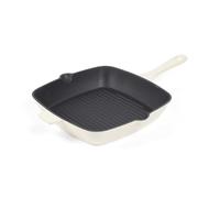 Salter Chester Sartén grill de hierro fundido 26 cm, sin PFAS, crema | Superficie acanalada para grill, canales de drenaje de grasa, apta para inducción, horno hasta 240 °C, esmaltada