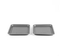 Salter Essentials Juego 2 bandejas de horno - antiadherentes 23 cm, aptas lavavajillas, del Reino Unido, ideales para patatas, verduras y pasteles, acero al carbono ligero, color plata