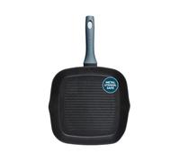 Salter Excellence Sartén grill 28 cm, antiadherente, aluminio forjado | Indicador de calor Thermo Collar, apta para inducción, exterior resistente al calor, recubrimiento fácil de limpiar, gris