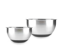 Salter Expert Mixing Bowl Set - Paquete de 2, Acero Inoxidable Duradero, Cuencos para Hornear de 20/24 cm, Base Antideslizante de Silicona, Interior Pulido Espejo con Escala de Medición