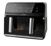 Salter Fuzion EK5728 Freidora de aire doble - Separador antiadherente XL, capacidad de 8 L, pantalla táctil digital, 8 ajustes predefinidos con función