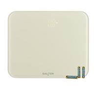 Salter Halo Electronic Scale - Pantalla LED de Lectura Fácil, Oculta hasta Encendida, Vidrio Templado, Capacidad de 180KG/400lbs, KG/ST/lbs, Incluye Pies para Alfombra, Lecturas al Pisarla, Crema
