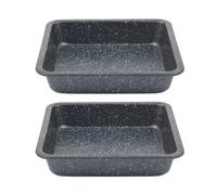 Salter Megastone Set de 2 moldes cuadrados para bizcocho, 22,5 cm | Acero al carbono, recubrimiento antiadherente sin PFOA, apto para horno hasta 220 °C, fácil limpieza, 22,5 x 22,5 x 4,6 cm