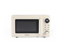 Salter Microondas digital retro crema - 20 L, temporizador de 60 minutos, 8 preajustes de cocción, 5 niveles de potencia, pantalla LED, descongelación por peso/tiempo, plato giratorio de vidrio de 27