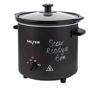 Salter Olla de cocción lenta de pizarra de 3,5 L, 3 ajustes de calor, olla de cerámica apta para lavavajillas, función de mantener caliente, tapa de vidrio templado, asas de tacto frío, cocina