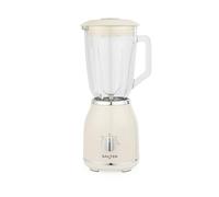 Salter Retro Cream Jug Blender - Jarra de vidrio extraíble libre de BPA de 1,5 litros, 2 velocidades y función de pulso, cuchillas cruzadas de acero inoxidable, base antideslizante, 1000 W
