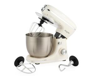 Salter Retro Cream Mixer - Mezclador eléctrico de cocina de alimentos de 5 L, cuenco extraíble de acero inoxidable, accesorios incluidos, gancho de masa, batidor de alambre, batidora, 8