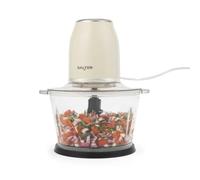Salter Retro Picadora eléctrica 1,2 l, bol de vidrio, 500 W, 2 velocidades | Doble cuchilla acero inoxidable, cuchilla extraíble limpiar, base antideslizante, salsas, dips, comida bebé, crema