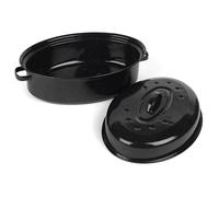 Salter Self-Basting Roaster - Bandeja para asar de acero esmaltado vítreo de 38 cm con tapa, fuente ovalada, libre de PFAS, apta para lavavajillas, fácil de limpiar