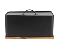 Salter BW13564EU7 Toronto Panera con tabla de cortar - Caja de almacenamiento en la encimera con base de madera, cortar y servir, contenedor rectangular para soporte de pan, fácil de limpiar, negro