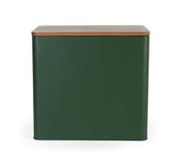 Salter Toronto panera verde, capacidad para 2 panes | Acero con recubrimiento en polvo, tapa de acacia, diseño rectangular, lavado a mano, limpieza con paño, 28 x 20,5 x 25 cm