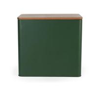 Salter Toronto Panera, verde, para 2 panes | Cuerpo de acero con recubrimiento en polvo, tapa de madera de acacia, diseño rectangular, lavar a mano