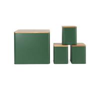 Salter Toronto Set de encimera 4 piezas, panera y botes, verde | Mate con pintura en polvo, tapas madera acacia, diseño cuadrado y rectangular, fácil limpiar, para té, café, azúcar