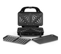 Salter XL sandwichera 3 en 1 con placas para gofres y paninis, 900 W | Placas antiadherentes extraíbles, diseño profundo, control automático, asa fría al tacto, luces indicadoras
