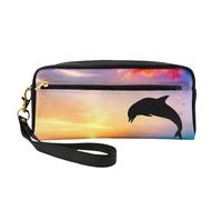 Salto de Delfines, Bolsa de Maquillaje Bolsa de cosméticos Bolsa de Aseo de Viaje portátil Estuche de Cuero para Mujeres y niñas