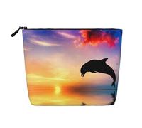 Salto de Delfines,Neceser de Maquillaje de imitación Lino, Neceser de Viaje portátil