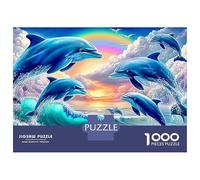 Salto delfín Puzzle 1000 Piezas Delfines Arco Iris Cartón para Toda La Familia Reunión Amigos para Decorar Mejor Regalo Oferta Precio Económico 52x38cm/1000pcs