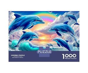 Salto delfín Puzzle 1000 Piezas Delfines Arco Iris Cartón para Toda La Familia Reunión Amigos para Decorar Mejor Regalo Oferta Precio Económico 52x38cm/1000pcs