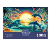 Salto delfín Puzzle 1000 Piezas Sunset delfíns Cartón para Niños 12+ Regalo Cumpleaños para Decorar Oferta Mejor Regalo Precio Económico 38x26cm/1000pcs