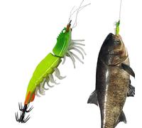 Saltwater Fishing Jigs, Shrimp Shape Artificial Baits with Squid Jigs Hooks, Ideal for Pond, River Bank, Shallow Water Freshwater Fishing, Perfect for Men, Dad, Husband, Outdoor Adventures