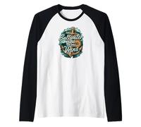 Saltwater Runs In My Veins Anchor Ocean Nautical Design Camiseta Manga Raglan