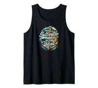 Saltwater Runs In My Veins Anchor Ocean Nautical Design Camiseta sin Mangas