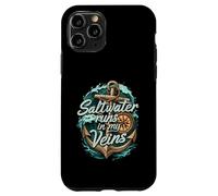 Saltwater Runs In My Veins Anchor Ocean Nautical Design Carcasa para iPhone 11 Pro