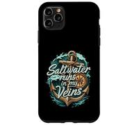 Saltwater Runs In My Veins Anchor Ocean Nautical Design Carcasa para iPhone 11 Pro MAX