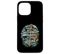 Saltwater Runs In My Veins Anchor Ocean Nautical Design Carcasa para iPhone 13 Pro MAX